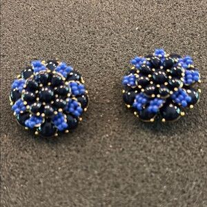 J. Crew Blue and Gold Sunburst Earrings